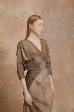 Opalo, cocoa maltinto wrap dress