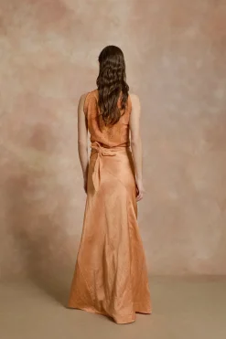 Paz, tangerine long skirt