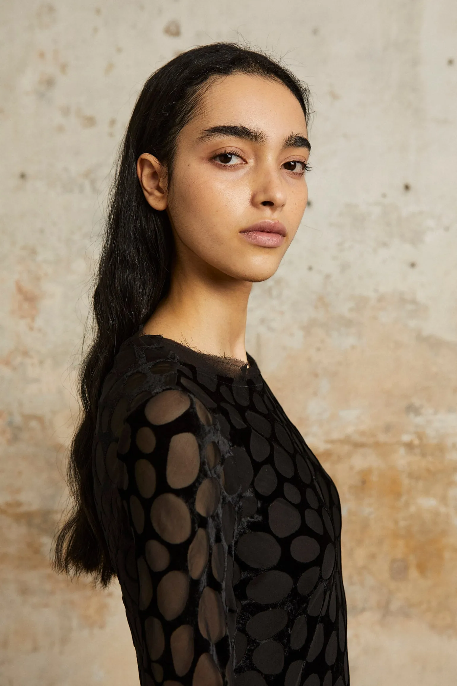 Pebbles, long dress in devore velvet