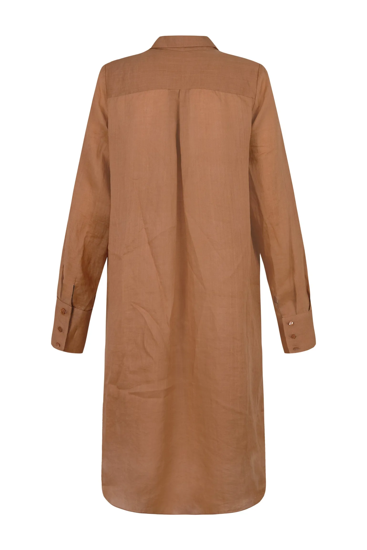 Rami, long shirt in terracotta ramie