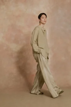 Raoul, sage green ramie shirt