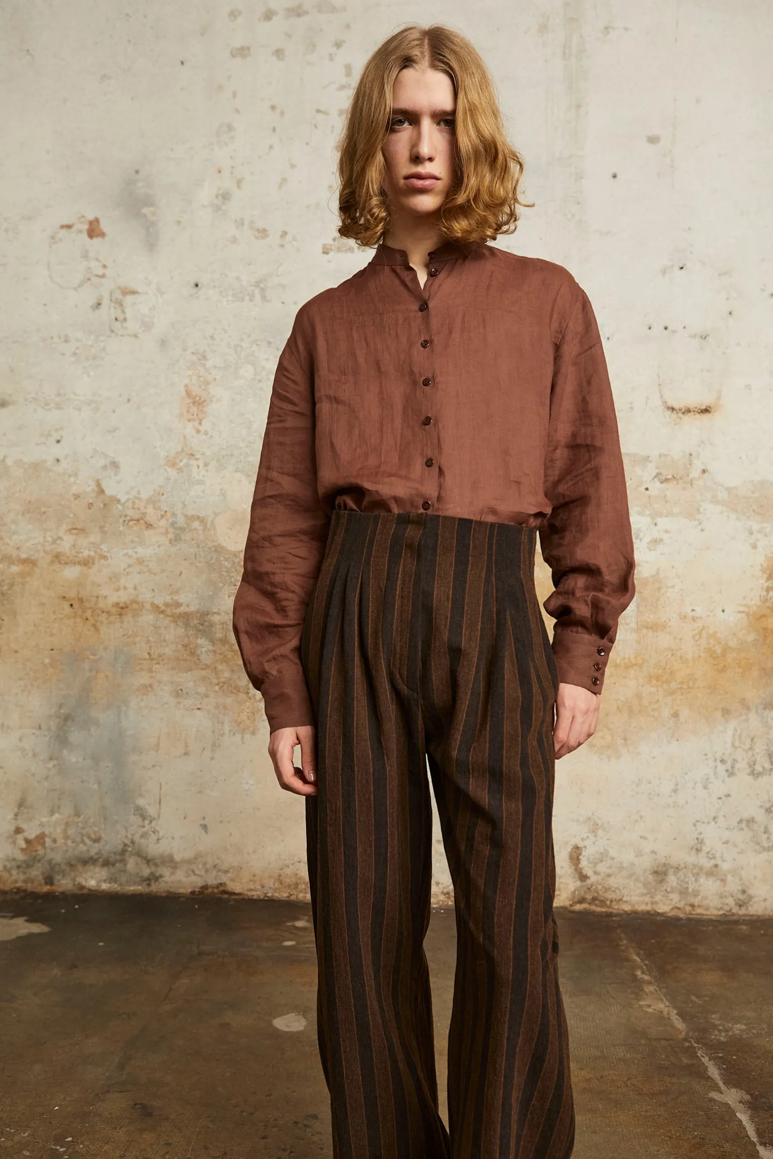Raoul, shirt in blush ramie