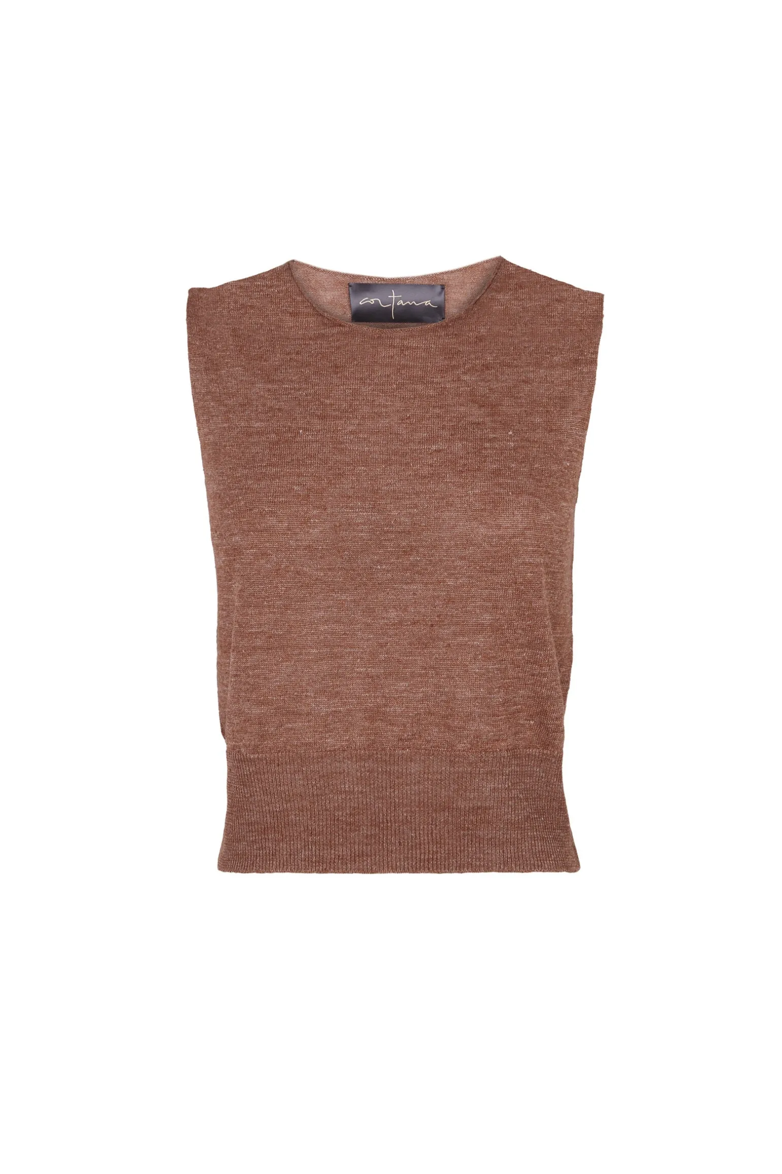 Rinen, clay linen knit vest