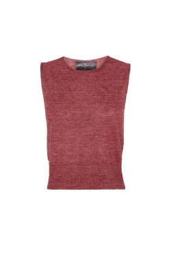 Rinen, dark red linen knitted vest