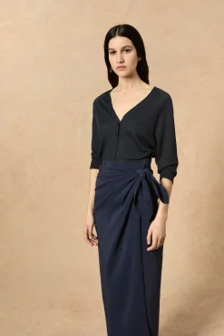 Rinen, navy linen cardigan