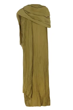 Rita, long olive green silk dress