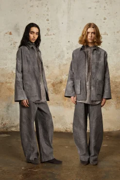 Rocco, lilac maltinto overshirt in linen and wool