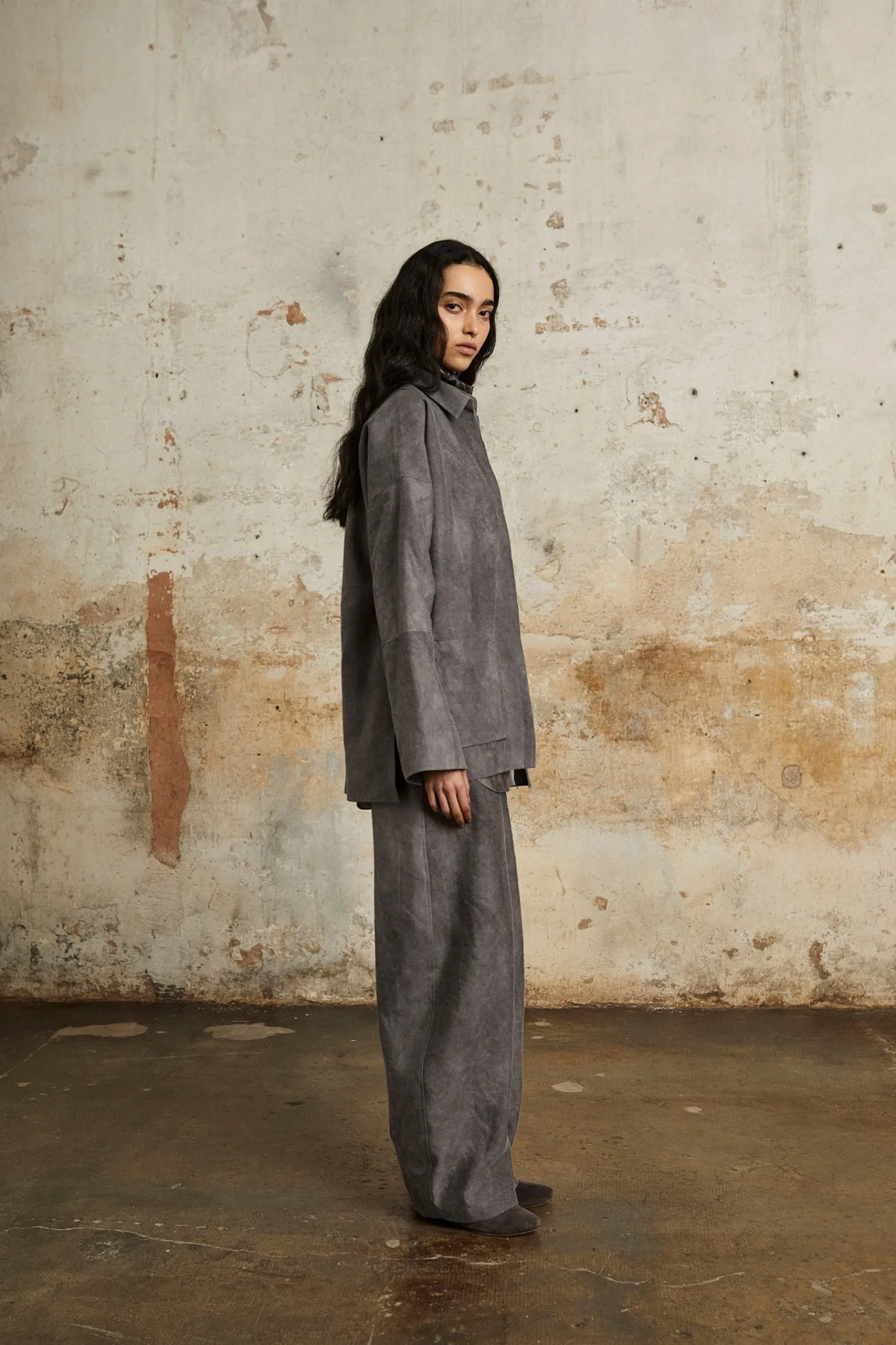Rocco, lilac maltinto overshirt in linen and wool