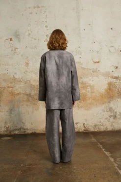 Rocco, lilac maltinto overshirt in linen and wool