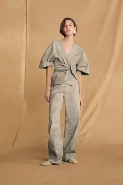 Ryo, fade aqua striped pants