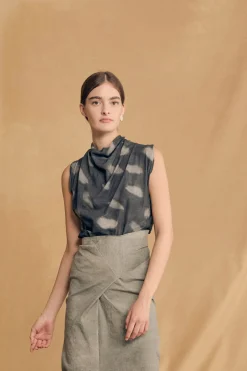 Ryo, maltinto aqua striped skirt