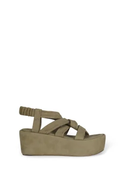 Ryo, moss green platform sandal