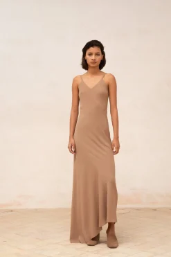 Sabrina, cocoa stretch silk dress