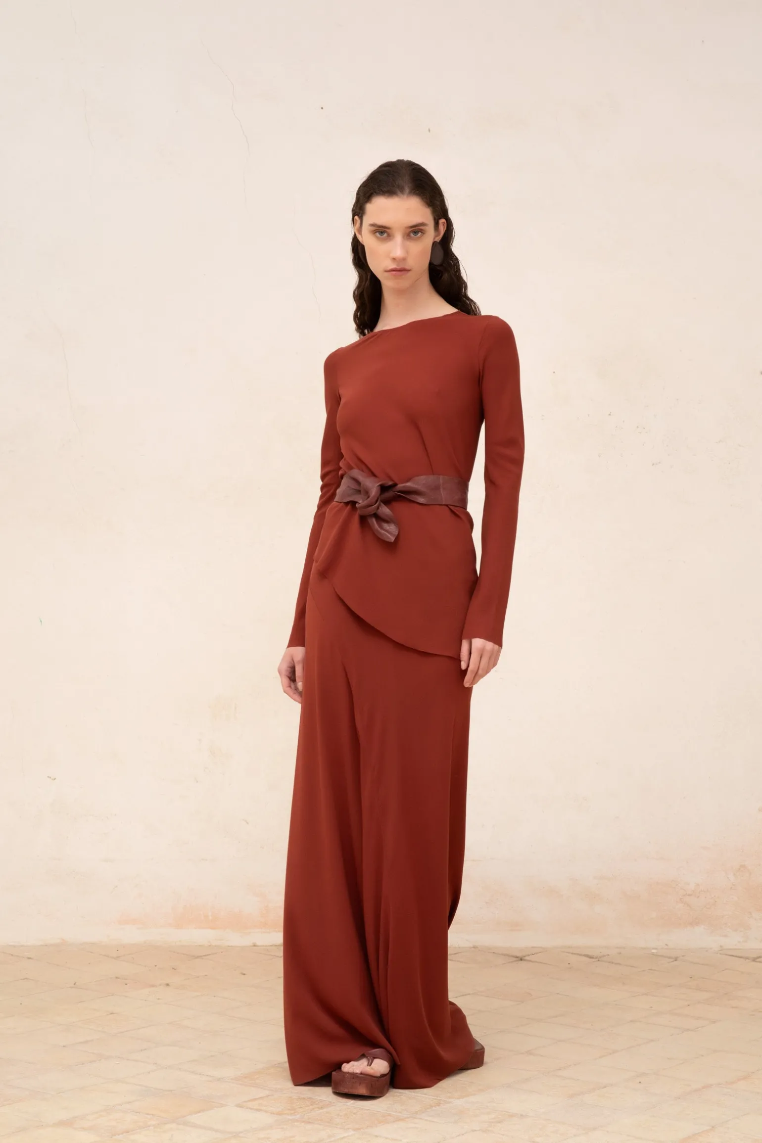 Sabrina, garnet stretch silk top