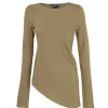 Sabrina, khaki stretch silk top