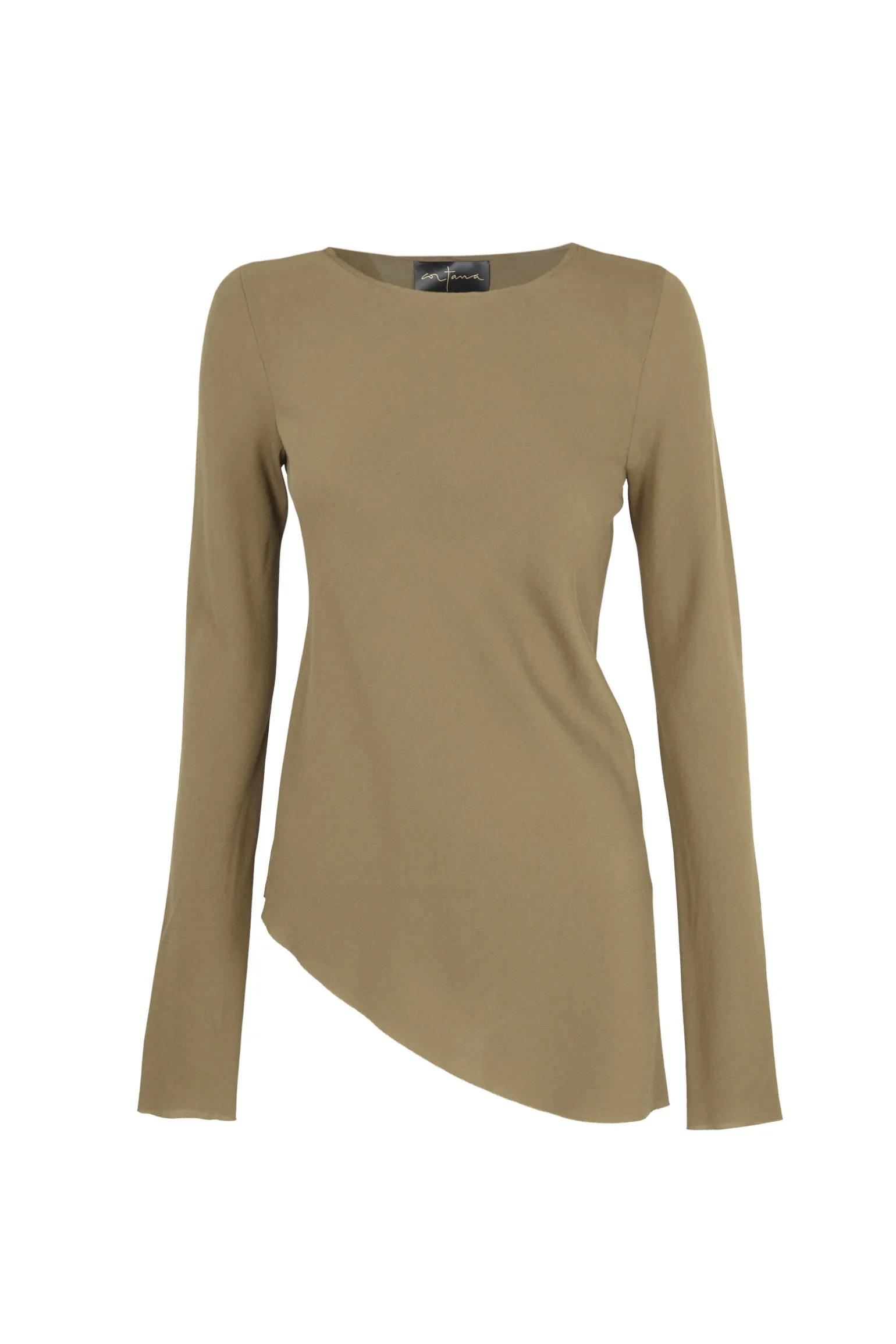 Sabrina, khaki stretch silk top