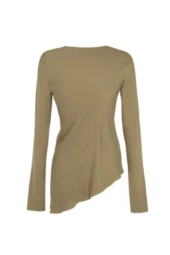 Sabrina, khaki stretch silk top