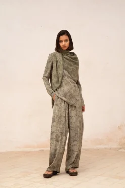 Salma, herba print silk pants
