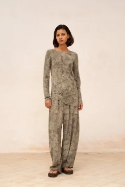 Salma, herba print silk top