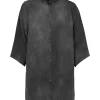 Salome, petroleum blue maltinto silk shirt