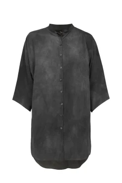 Salome, petroleum blue maltinto silk shirt