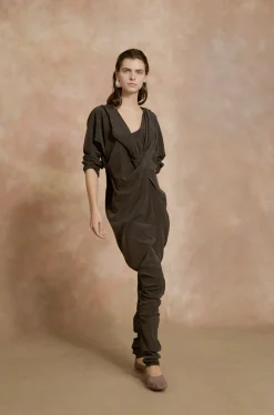 Serp, graphite stretch silk jumpsuit
