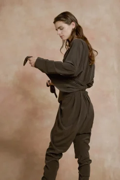 Serp, graphite stretch silk jumpsuit
