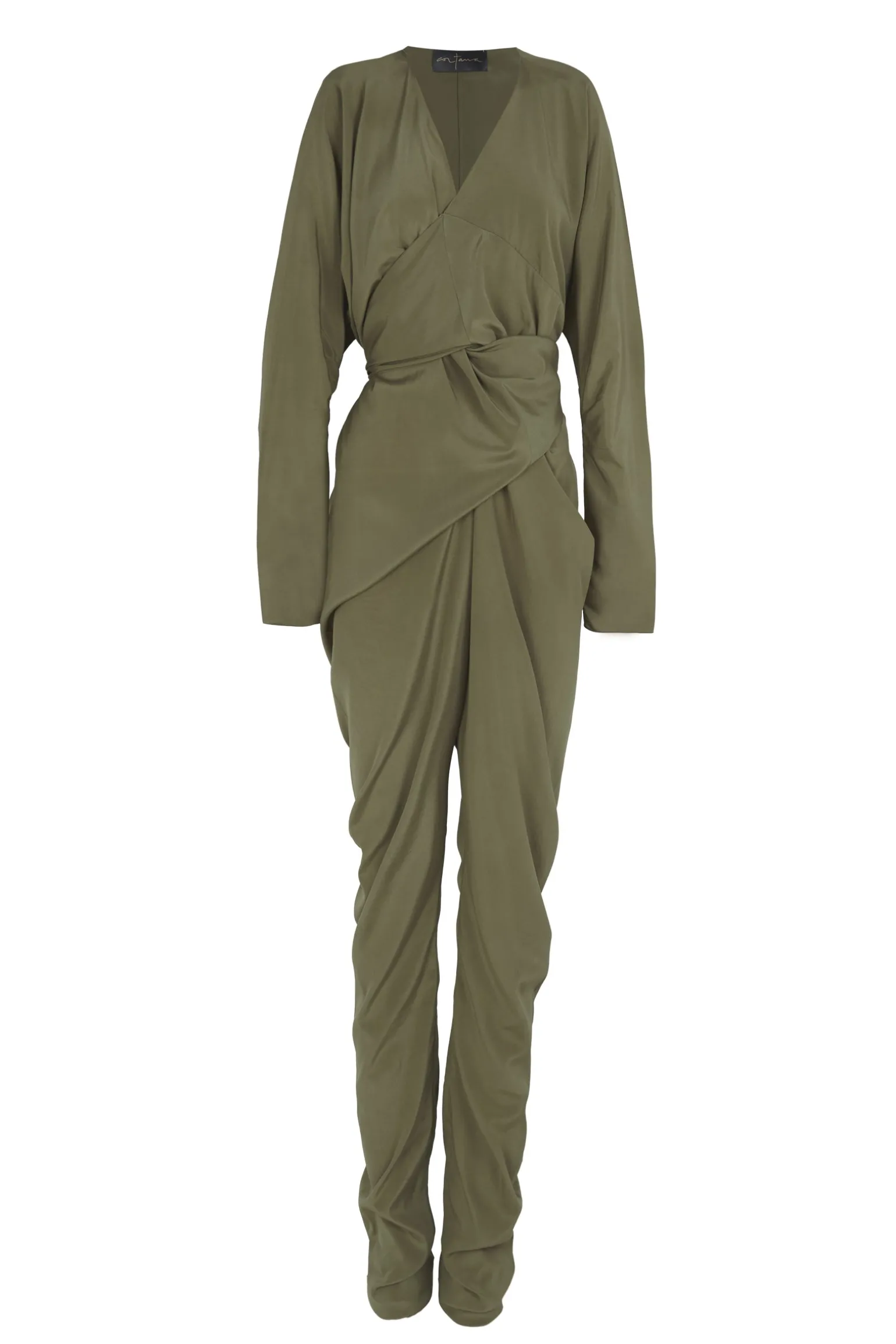 Serp, olive green stretch silk jumpsuit