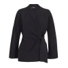 Simona, gray linen and silk wrap jacket