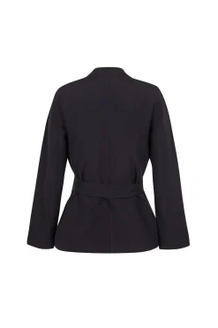 Simona, gray linen and silk wrap jacket