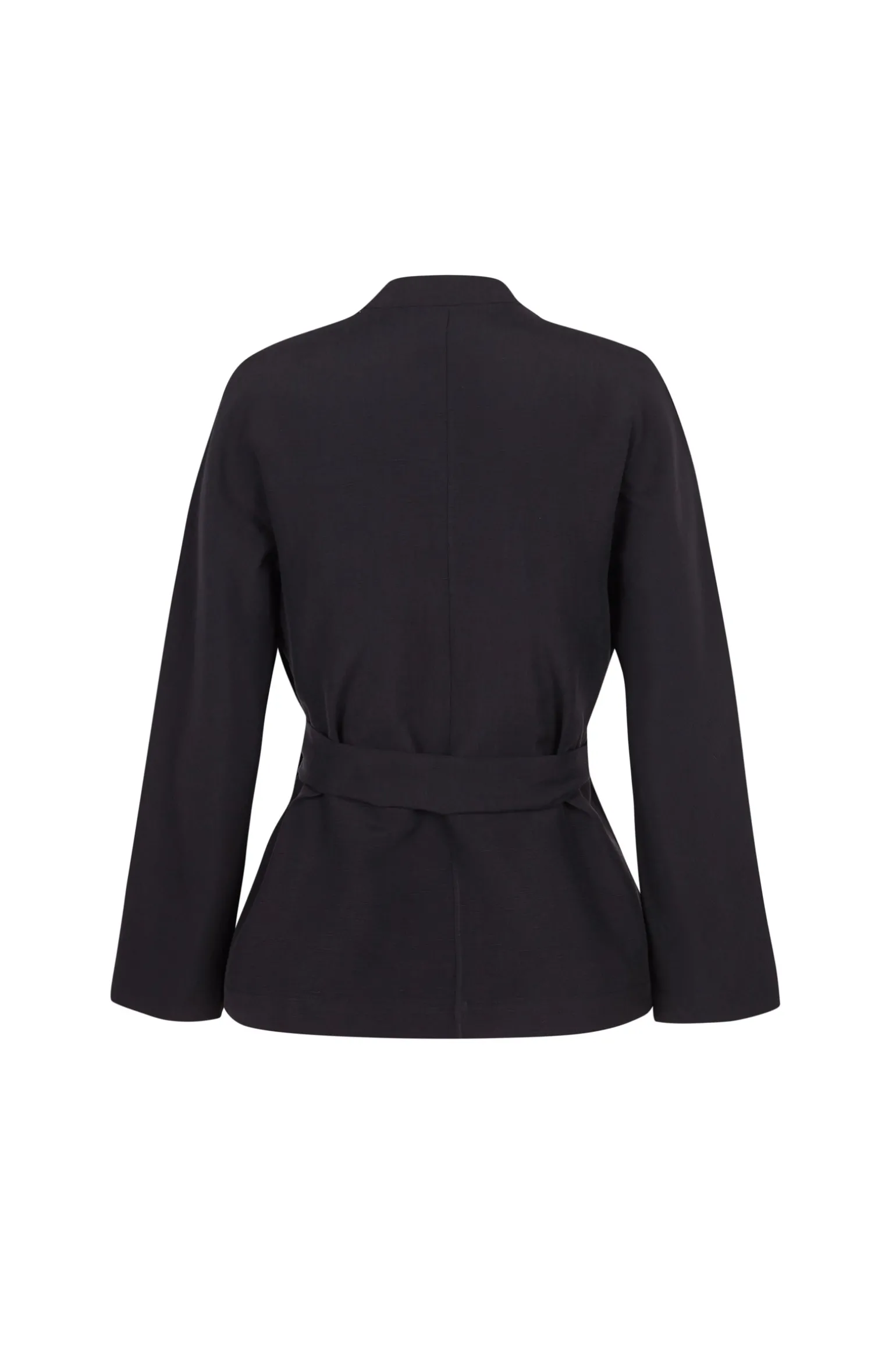 Simona, gray linen and silk wrap jacket