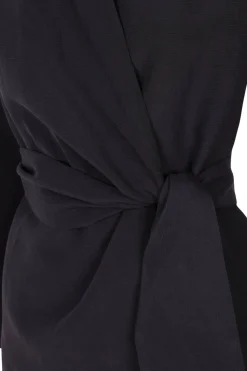 Simona, gray linen and silk wrap jacket