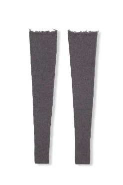 Snow, gray melange wool and cashmere arm warmers