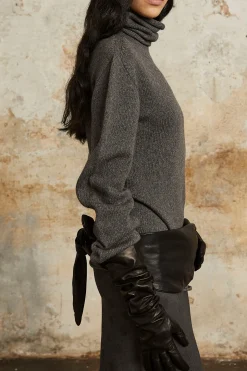 Snow, gray melange wool-cashmere turtleneck