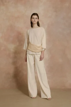 Sol, ivory cotton voile t-shirt