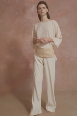 Sol, ivory cotton voile t-shirt