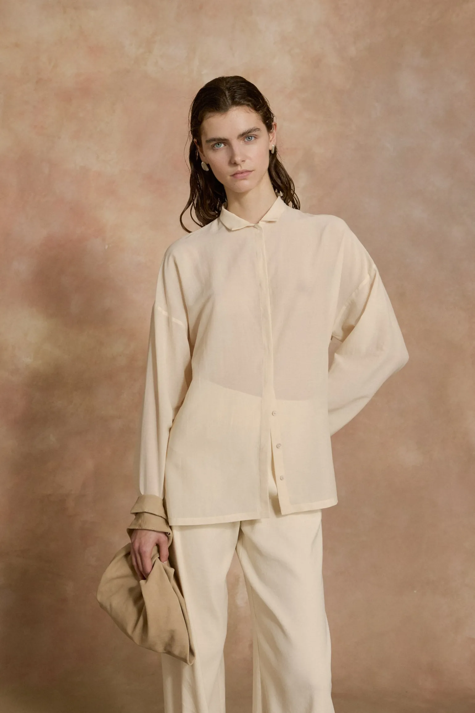 Soles, ivory cotton voile shirt