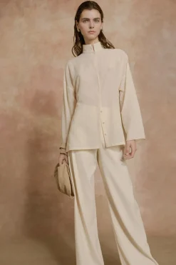 Soles, ivory cotton voile shirt