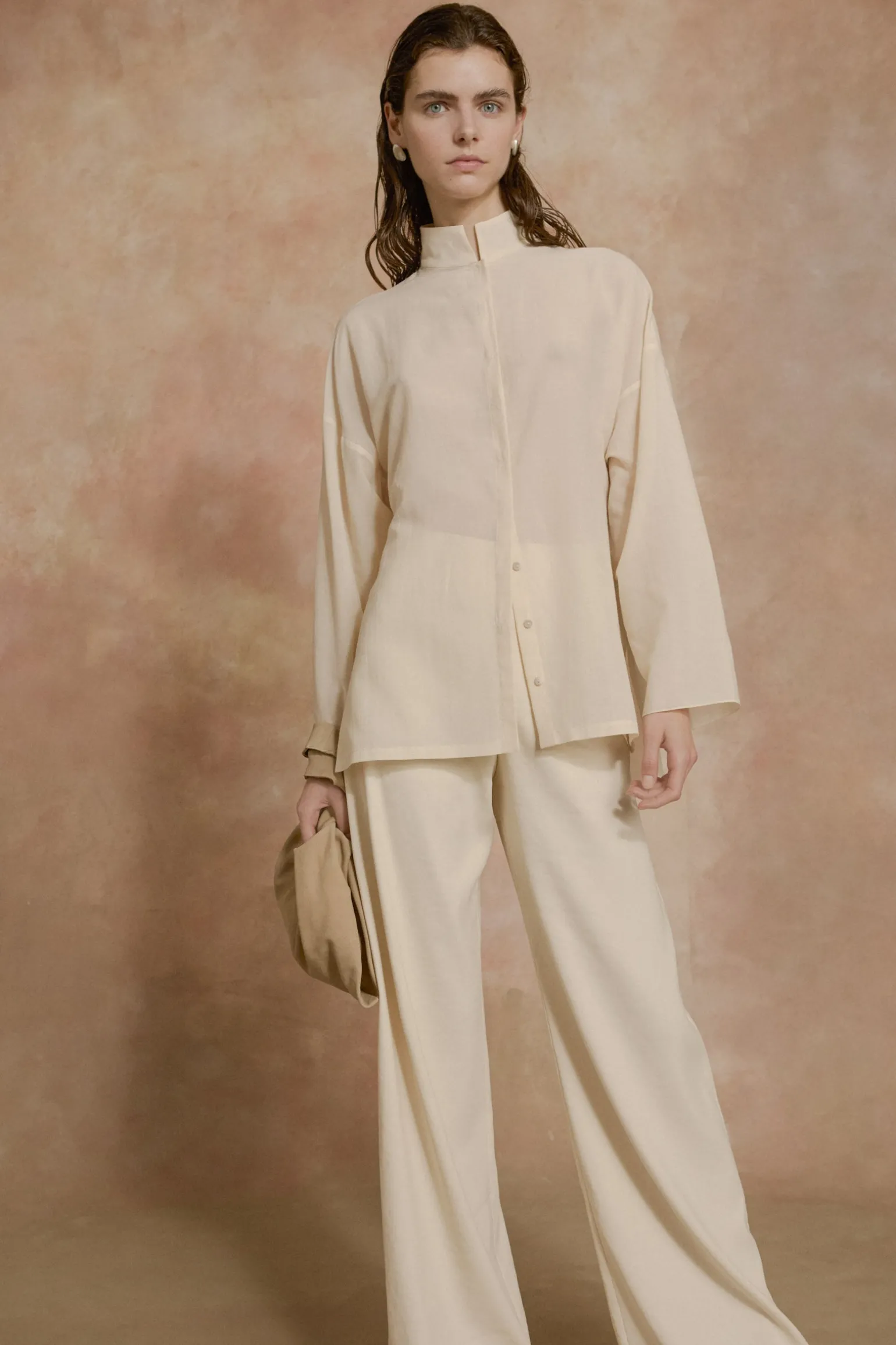 Soles, ivory cotton voile shirt