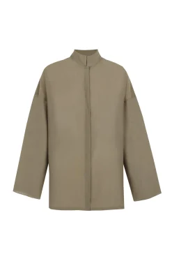 Soles, khaki green cotton voile shirt