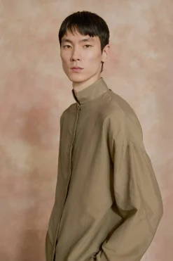 Soles, khaki green cotton voile shirt