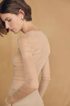 t de tul, ivoire pale silk tulle top