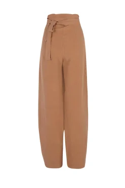 Tanami, terracotta linen and silk pants