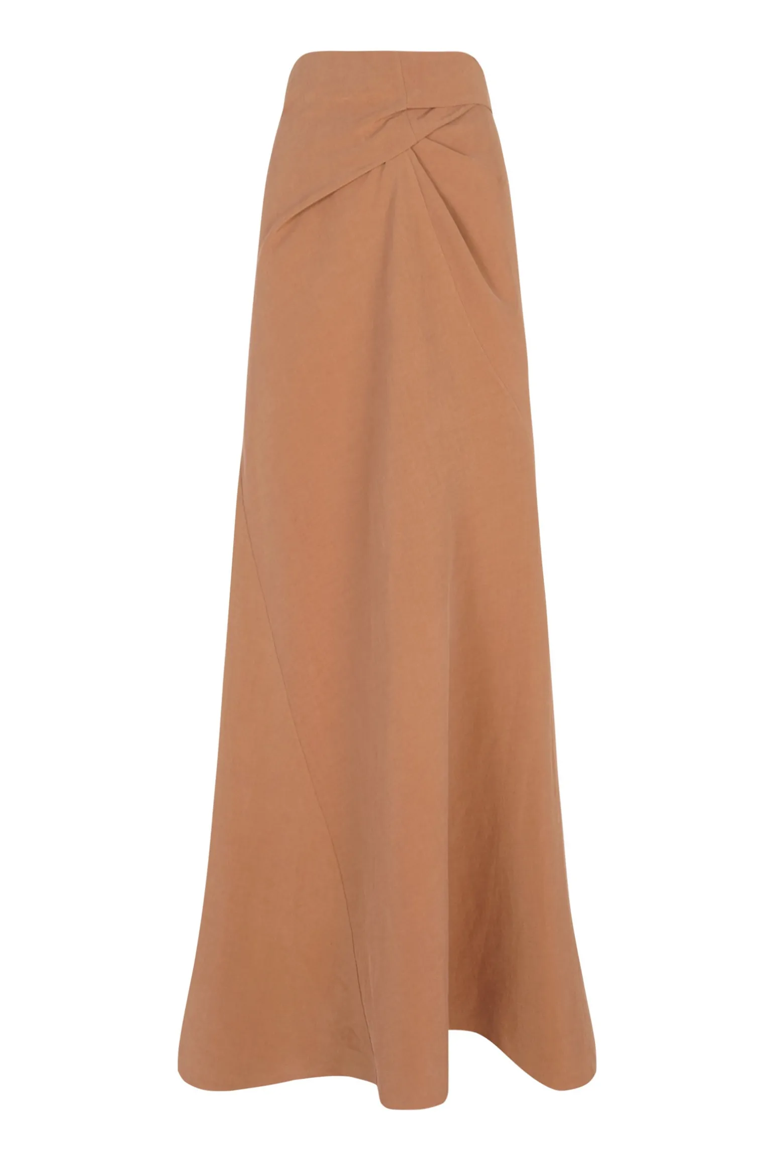 Tanami, terracotta long skirt in linen and silk