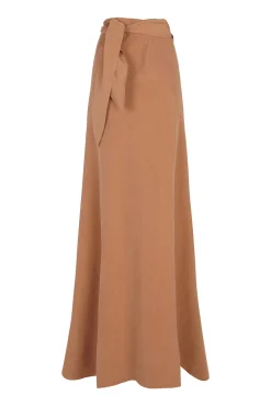 Tanami, terracotta long skirt in linen and silk