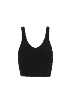 Tender, black baby camel and silk knit top