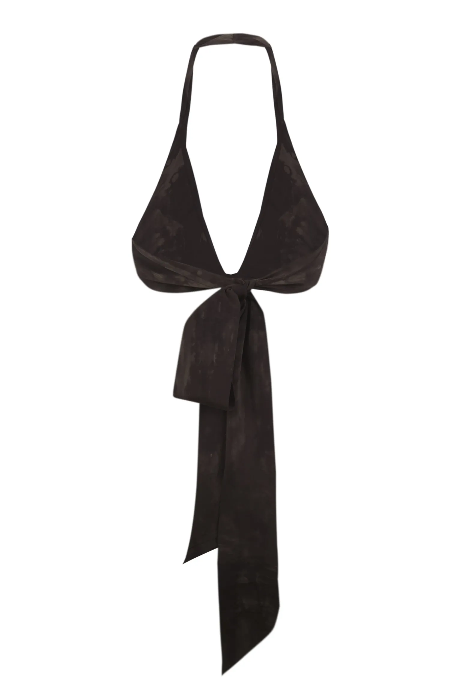 Tie, fade black and green stretch silk top