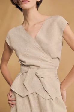 Tilo, gray and brown striped top