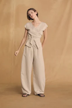 Tilo, gray and brown striped top