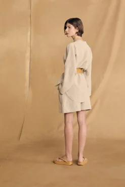 Tilo, gray and brown striped shirt